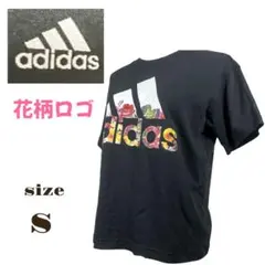 【綺麗】adidas 花柄ロゴ プリント　半袖Tシャツ S