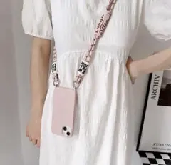 ショルダーケース iPhoneケース iPhone13pro ピンク　韓国