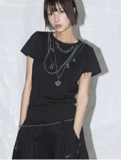 ALAND FANCY CLUB NECKLACE T 黒　Y2K 半袖　韓国のサムネイル