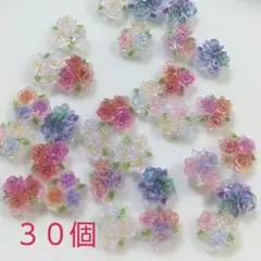レジンヘアゴム 紫陽花ヘアゴム 朝顔 レジンチャーム ポニーフック