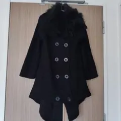 新品未使用！ リアルファー ニット ロングカーディガン 黒