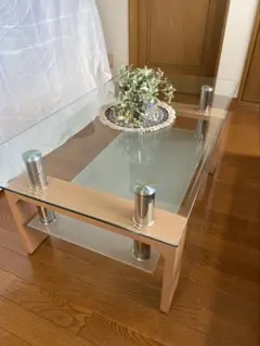 【美品です‼︎】　おしゃれ　モダンガラスセンターテーブル