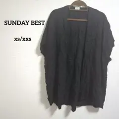 海外古着 レア 黒 ブラック 薄手 半袖 カーディガン XXS/XS