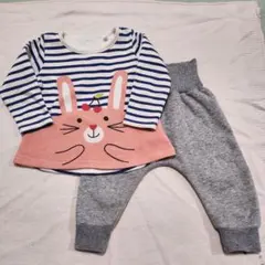 うさぎプリント ベビーパジャマ 90cm