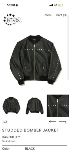 AFB STUDDED BOMBER JACKET ブラック