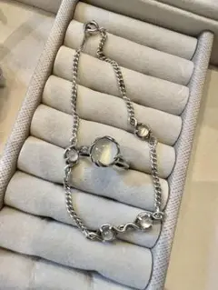 4℃ シルバー&ムーンストーン　リングとブレスレットセット