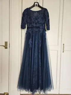 美品 * ネイビー ロングドレス フォーマル 袖