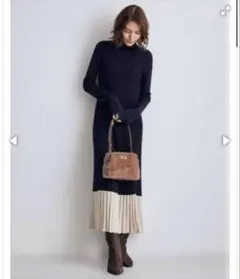 MilaOwen タートルネックロングリブニットワンピース