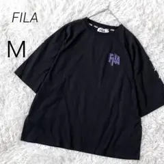 フィラ FILA Tシャツ カットソー 半袖 ブラック ロゴ ビッグシルエット
