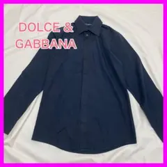 ドルチェアンドガッバーナ コットンシャツ 黒 長袖 ワイシャツ 比翼仕立て