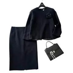 デミルクスビームス ストレッチ ツイード プルオーバー 38 スカート 40 紺