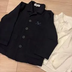 ミキハウス ネイビー ジャケット　無印白シャツ　セットのサムネイル