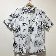エイチアンドエム　海　珊瑚　サンゴ　柄　シャツ　夏　白　ホワイト　貝　貝殻のサムネイル