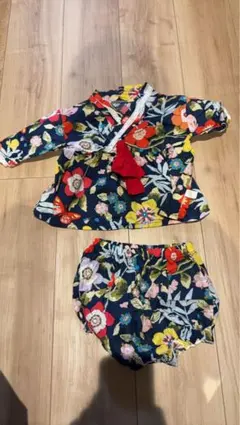 花柄ネイビー甚平セット