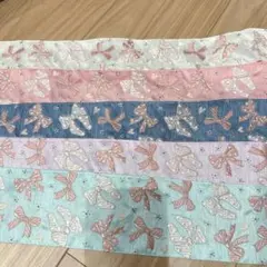 8cm幅リボン柄インド刺繍リボン5色はぎれセット