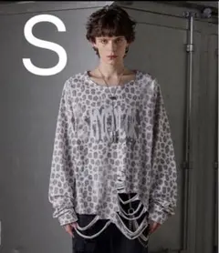 【即配送可 grancy】総柄ラインストーングラフィックロンＴ ホワイトS