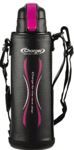 ♡未使用　パール金属　Charger 水筒カバー 黒 ピンクのサムネイル