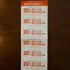 【RDCグループ特別割引券】20%割引券 6枚セットのサムネイル
