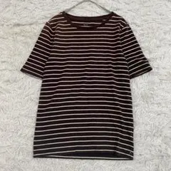 GAP ギャップ ボーダートップス 半袖tシャツ M ブラウン カジュアルのサムネイル