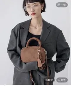 LOWRYSFARM ブラウン スエード ショルダーバッグ