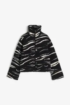 H&M フリースボアジャケット 黒×白