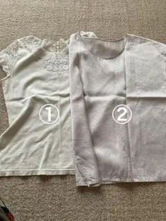 ホワイト ノースリーブシャツ　2枚　レースノースリーブ