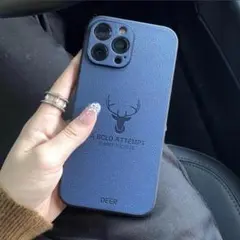 iPhoneX XS ケース ネイビー 紺 鹿 PUレザー 耐衝撃 シンプルのサムネイル