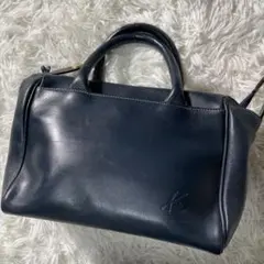 kitamura ハンドバッグ レザー ネイビー Kロゴ 型押し