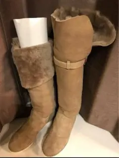 伊製リアルムートン　ロングブーツ2way