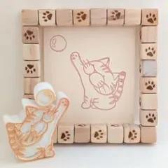 しゃぼん玉を触りたいトラ猫 消しゴムはんこ No.124