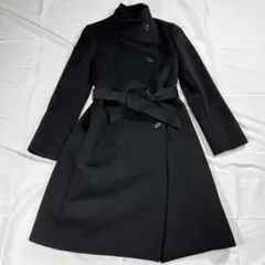 【極美品】23区 スタンドカラーコート ベルト 黒 ウール アンゴラ混 M