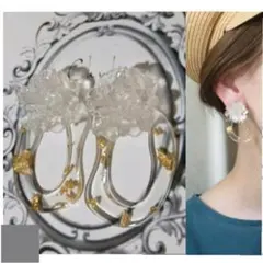 1006-b＊クリア フラワー 金箔 不規則フープ