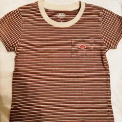 【DANTON】赤ストライプ Tシャツ　ポケット付き　Mサイズ　110㎝　半袖
