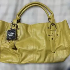 イエロー レザー風 ハンドバッグ
