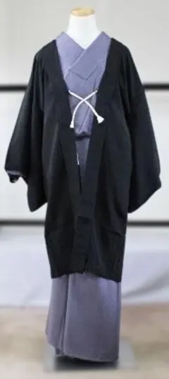 一つ紋付黒羽織　袷　長羽織　中古　送料込み　正絹