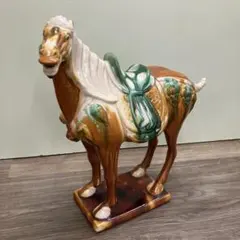 E-4 唐三彩 馬 陶器 置物 レプリカ 中国美術 工芸品 ビンテージ アジアン