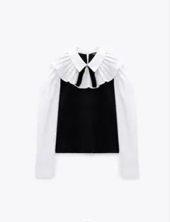 ★ZARA（ザラ）★プリーツカラー ビジュー付き ブラウス
