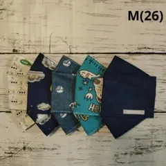 【M】(26)男の子柄【ハンドメイド立体マスク】5枚セット 布マスクハンドメイド
