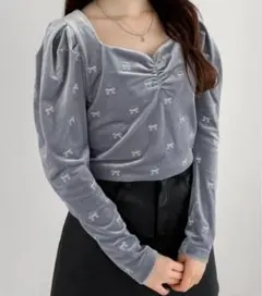 Heather ベロアリボンプルオーバー