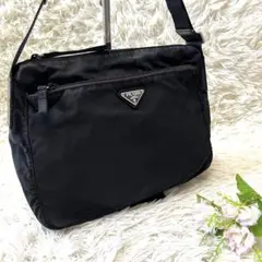 【美品】プラダ ショルダーバッグ 三角ロゴ ナイロン 黒 白タグ 肩掛けのサムネイル