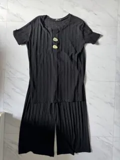 ZARA リブサマーニット パンツセットアップ ブラック S