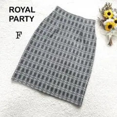 【ROYAL PARTY】タイトスカート ミニ丈 チェック柄 グレー系 F