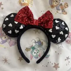 ディズニー カチューシャ スパンコール ミニー りぼん