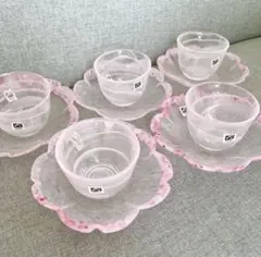 月夜野工房 うらら ガラス食器セット 小皿5枚 冷茶グラス5個 新品 箱あり 桜