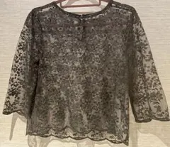 ZARA ザラ　ブラック　レース　五分袖ブラウス