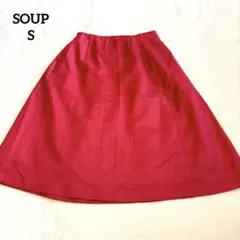 スープ　膝丈スカート　フレア　美品　カジュアル　シンプル　華やか　ピンクSのサムネイル
