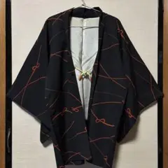 着物の羽織 黒とオレンジ