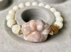 ☆桜瑪瑙の肉球とマザーオブパールのデザインブレス☆