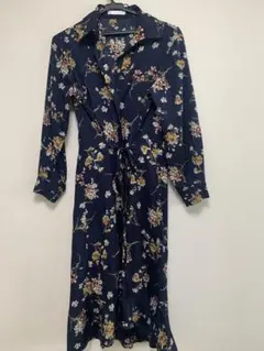 fifth ネイビー花柄シャツワンピース