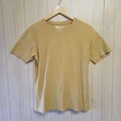 CLOSSHIマスタード色 100%コットン クルーネックTシャツ